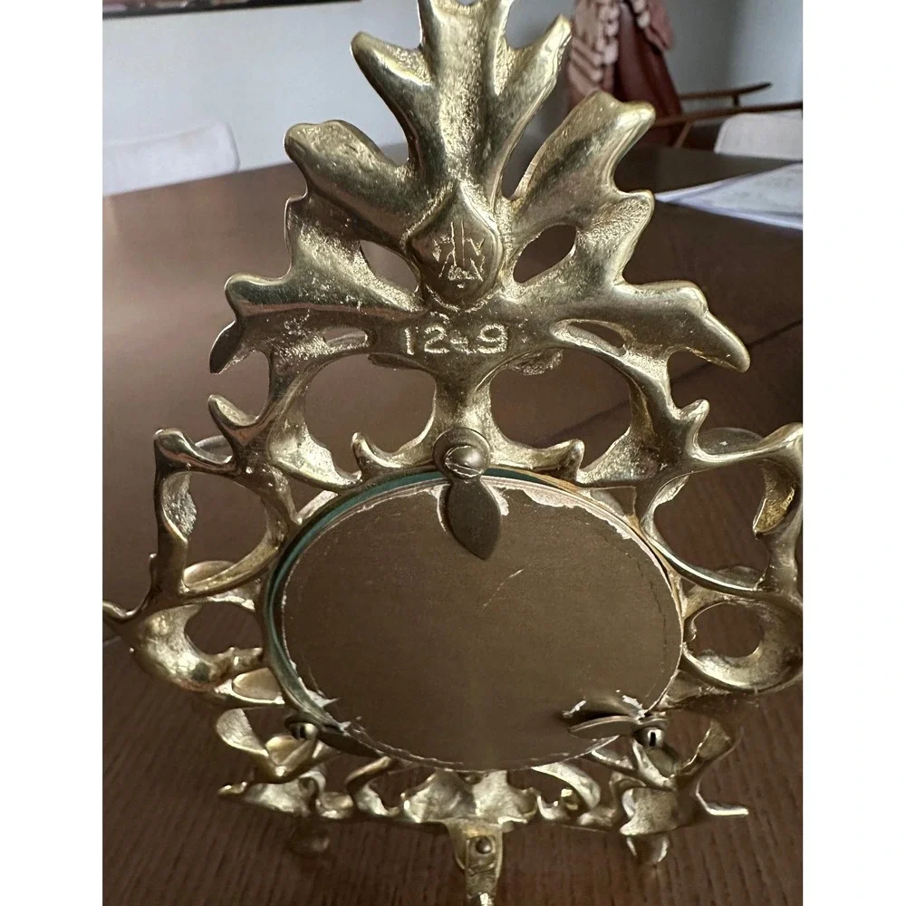Virginia Metalcrafters‎ Ornate Heavy Brass Tabletop Mantel Vintage Picture Frame